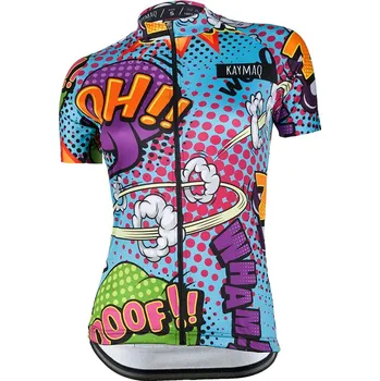cyklistický dres KAYMAQ W27 cyklistický dres krátký rukáv komiks modrý S
