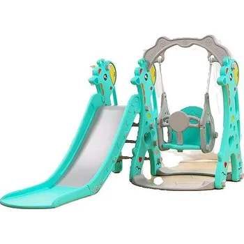 skluzavka Emporio Plastová skluzavka Žirafa s houpačkou a basketbalem, modrá 150 × 135 × 120 cm