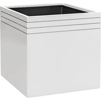 Květináč Baq Line-Up Cube Matt White s vložkou V 48 cm / D 48 cm
