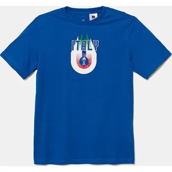 Chlapecké oblečení Dětské bavlněné tričko adidas Performance ITALY JZ9004 modrá 55X, vel. 176