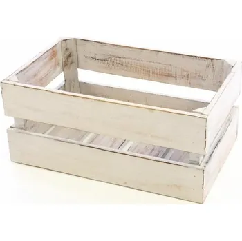 Úložný box DIVERO Vintage bedna, bílá, 47 cm x 29,5 cm