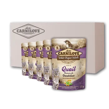 Krmivo pro kočku 24 x Carnilove Cat Pouch Rich in Quail Enriched with Dandelion for sterilized 85g