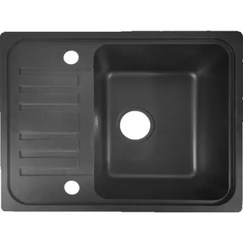 Granitový dřez Granitový dřez s odkapávačem, černý, 57 x 45 cm