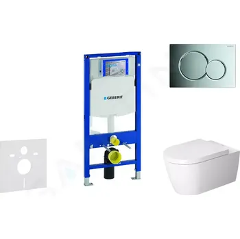 Geberit Duofix Set předstěnové instalace, klozetu ME by Starck a sedátka softclose, tlačítko Sigma01, lesklý chrom, SANI11CP1109