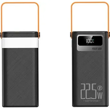 Powerbanka Powerbanka 60 000 mAh, 22.5W PD, 4 USB + 2 kabely, LED světla, černá