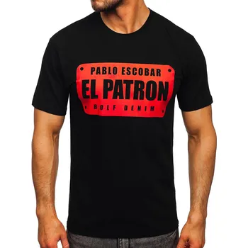 Oblečení a móda Černé pánské bavlněné tričko s potiskem Bolf 14402 - XL