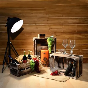 Úložný box Sada 3 dřevěných bedýnek Divero 42x23cm, stylové úložné boxy