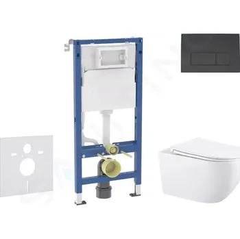 Geberit Duofix Set předstěnové instalace, klozetu Gaia a sedátka softclose, tlačítko Delta50, matná černá, SANI11CA5118B