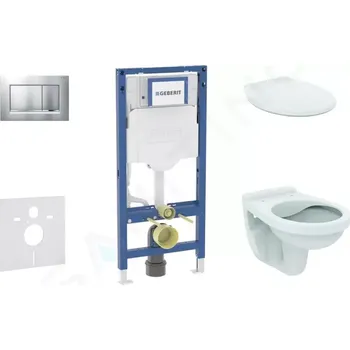 Geberit Duofix Set předstěnové instalace, klozetu Alpha a sedátka, tlačítko Sigma30, chrom mat/chrom, SANI11CD2130