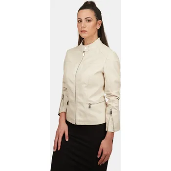 Dámská bunda Baťa dámská koženková bunda se stříbrnými zipy bílé, vel. S