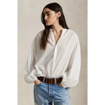 Dámská košile Bavlněná košile Polo Ralph Lauren dámská, bílá barva, relaxed, se stojáčkem, 211965846 00X, vel. 34