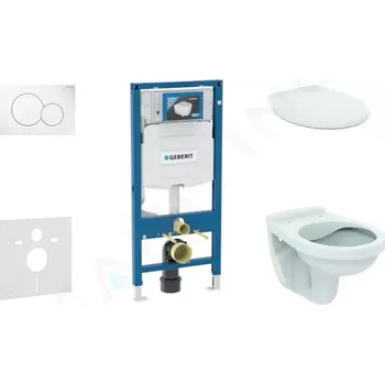 Geberit Duofix Set předstěnové instalace, klozetu Alpha a sedátka, tlačítko Sigma01, alpská bílá, SANI11CD3124