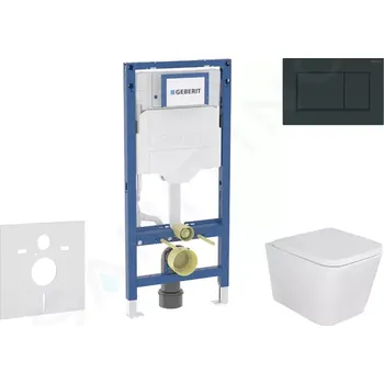 Geberit Duofix Set předstěnové instalace, klozetu Arkas I a sedátka softclose, tlačítko Sigma30, černá lesk/černá mat, SANI11CA5125B