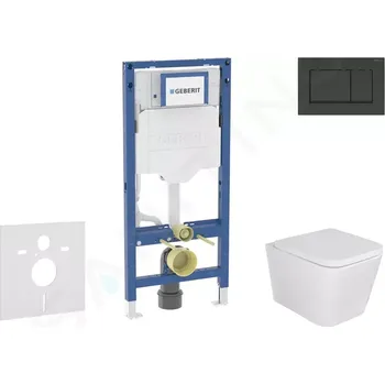 Geberit Duofix Set předstěnové instalace, klozetu Arkas a sedátka softclose, tlačítko Sigma30, matná černá/černá, SANI11CA5102B