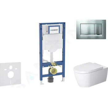 Geberit Duofix Set předstěnové instalace, klozetu ME by Starck a sedátka softclose, tlačítko Sigma30, matný chrom/chrom, SANI11CP2114