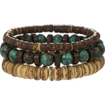 Náramek B-TOP Sada 3 ks náramků z kokosových a dřevěných korálků