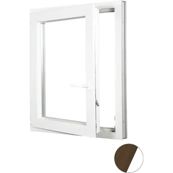 Okno ALUPLAST Plastové okno jednokřídlo dekor/bílé 50x80 Barva: Ořech/bílá, Otvírání: Levé, Zasklení: Dvojsklo Ug= 1,1