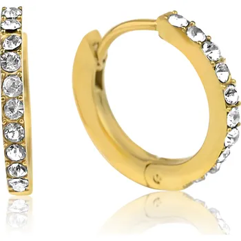 Náušnice Pozlacené ocelové náušnice kroužky se zirkony - Meucci DE508
