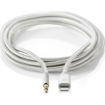 Datový kabel NEDIS PROFIGOLD Apple Lightning 8pin kabel s adaptérem/ Apple Lightning zástrčka – 3,5 mm jack zástrčka/ nylon/ BOX/ 1m