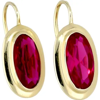 Náušnice Goldstore Zlaté náušnice s broušenými rubíny Váha: 3.32 g