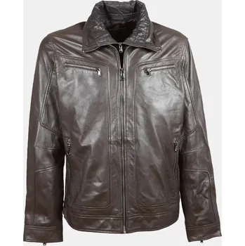 Pánská větrovka Baťa pánská kožená bunda na zip hnědé, vel. Xl