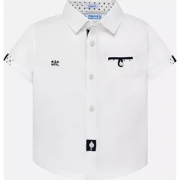 Chlapecká košile Chlapecká košile s krátkým rukávem Mayoral 1127-90 Blanco velikost 80
