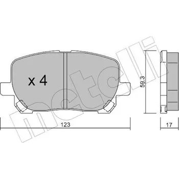 Brzdový systém Sada brzdových destiček, kotoučová brzda METELLI 22-0427-0