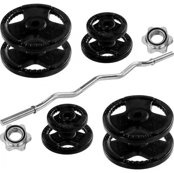 Obouruční posilovací činka celokovová se zahnutou tyčí 35 kg