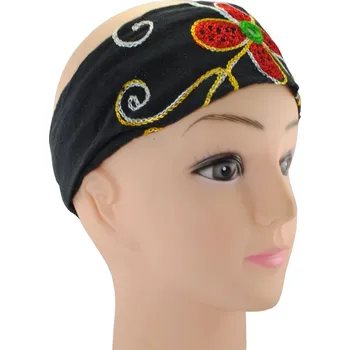 Šátek Látková čelenka s výšivkou Kilau Hitam, červná, Sittar