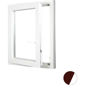Okno ALUPLAST Plastové okno jednokřídlo dekor/bílé 50x60 Barva: Mahagon/bílá, Otvírání: Levé, Zasklení: Dvojsklo Ug= 1,1