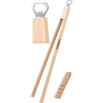 Příslušenství pro gril Dřevěné kleště na gril 48 cm s otvírákem