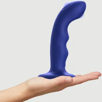 Dildo Dildo vibrační Strap-on-me Tapping Wave modré M - s kupónem KUP15 cena 1696 Kč + extra diskrétní expedice