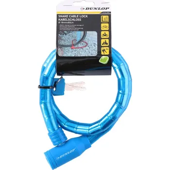 Zámek na kolo SPIRÁLOVÝ ZÁMEK NA KOLO NA KLÍČ HAD 18MMx80CM DUNLOP MODRÝ