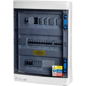 solární kabel Solarmi AC32 osazený rozvaděč pro fotovoltaiku, jističe, chránič, 10kW 3f, plný automatický backup, 32A