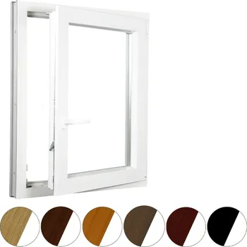 Okno ALUPLAST Plastové okno jednokřídlo dekor/bílé 50x80 Otvírání: Pravé, Zasklení: Dvojsklo Ug= 1,1