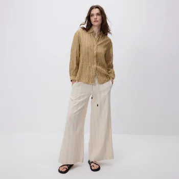 Reserved - Volné kalhoty s příměsí lnu - tělová - 697GM-02X - 697GM-02X-S