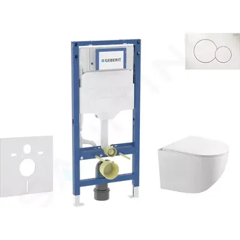Splachovací tlačítko Geberit Duofix Set předstěnové instalace, klozetu Gaia a sedátka softclose, tlačítko Sigma01, alpská bílá, SANI11CA3117B