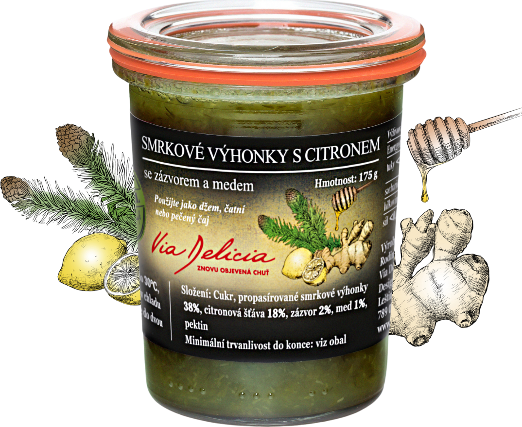 Via Delicia Smrkové výhonky s citronem, zázvorem a medem