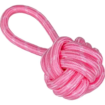 Hračka pro psa Huhubamboo Hr.HUHU provazový míček s madlem růžový