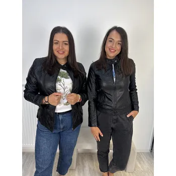 Dámská casual bunda Koženková černá bunda Vorte Velikost: 52