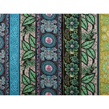 Bavlněná látka / plátno s řidší vazbou orientální Varianta: 3 zelená sv., Balení: 1 m