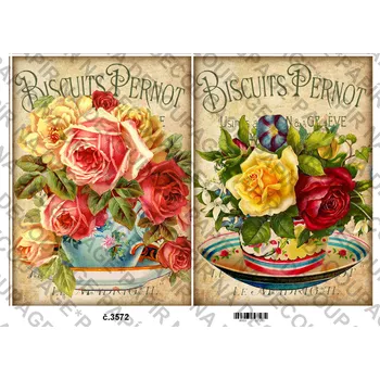 Umělecký papír Rýžový a soft papír na decoupage - Květiny, nápis, vintage - KB03572 Materiál: Soft, Rozměr: A4