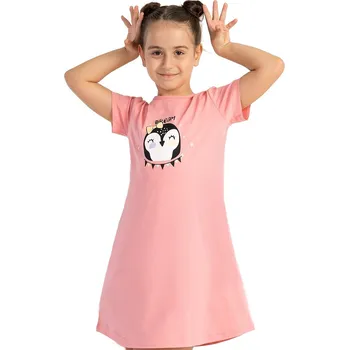 Dámské noční prádlo Růžová dívčí noční košilka a spící sovička 1F0981 růžová 146-152-11-12-let