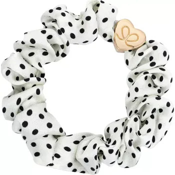 Gold Heart Silk Scrunchie Polka Dot