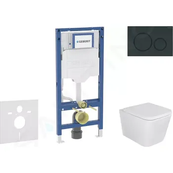 Geberit Duofix Set předstěnové instalace, klozetu Arkas I a sedátka softclose, tlačítko Sigma20, černá lesk/černá mat, SANI11CA5126B