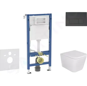 Splachovací tlačítko Geberit Duofix Set předstěnové instalace, klozetu Arkas I a sedátka softclose, tlačítko Delta50, matná černá, SANI11CA5127B