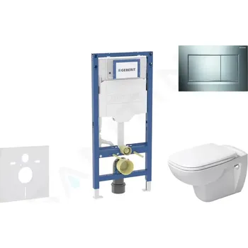 Geberit Duofix Set předstěnové instalace, klozetu D-Code a sedátka softclose, tlačítko Sigma30, chrom/matný chrom, SANI11CP1105