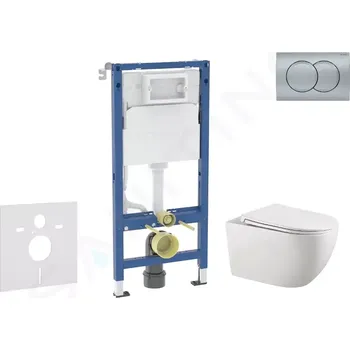 Geberit Duofix Set předstěnové instalace, klozetu Gaia a sedátka softclose, tlačítko Delta01, matný chrom, SANI11CA1137B