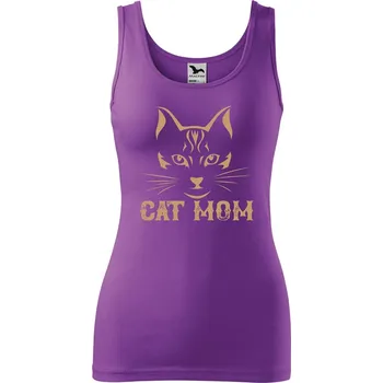 Dámské tílko s potiskem Cat mom Velikost: M, Barva: Fialová