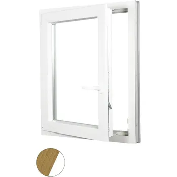 Okno ALUPLAST Plastové okno jednokřídlo dekor/bílé 50x90 Barva: Přírodní dub/bílá, Otvírání: Levé, Zasklení: Dvojsklo Ug= 1,1
